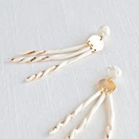 Jelly fish earrings, seaside inspired earrings, gold fill pins, long elegant earrings, white gold earrings, spiral tentacles,