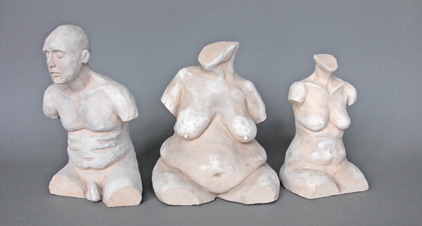 Thrre torso sculptures by Jude Winnall