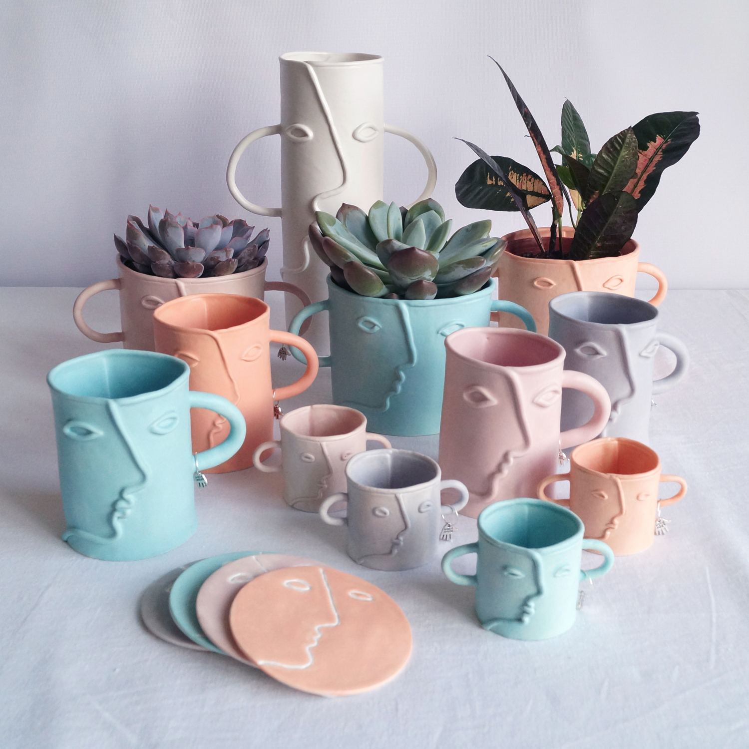 FACE ceramics pastel colours by VanillaKiln
