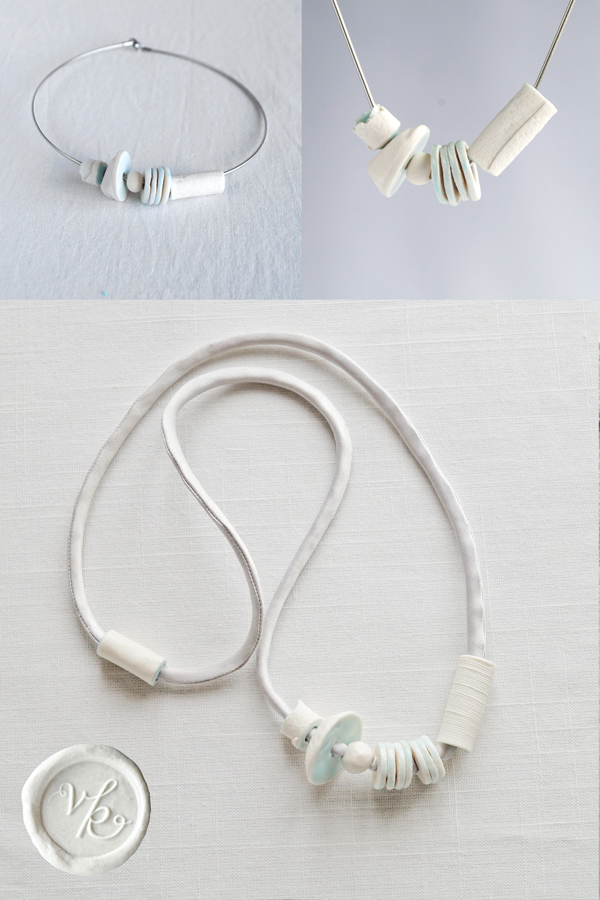 Linen necklaces porcelain jewellery VanillaKiln