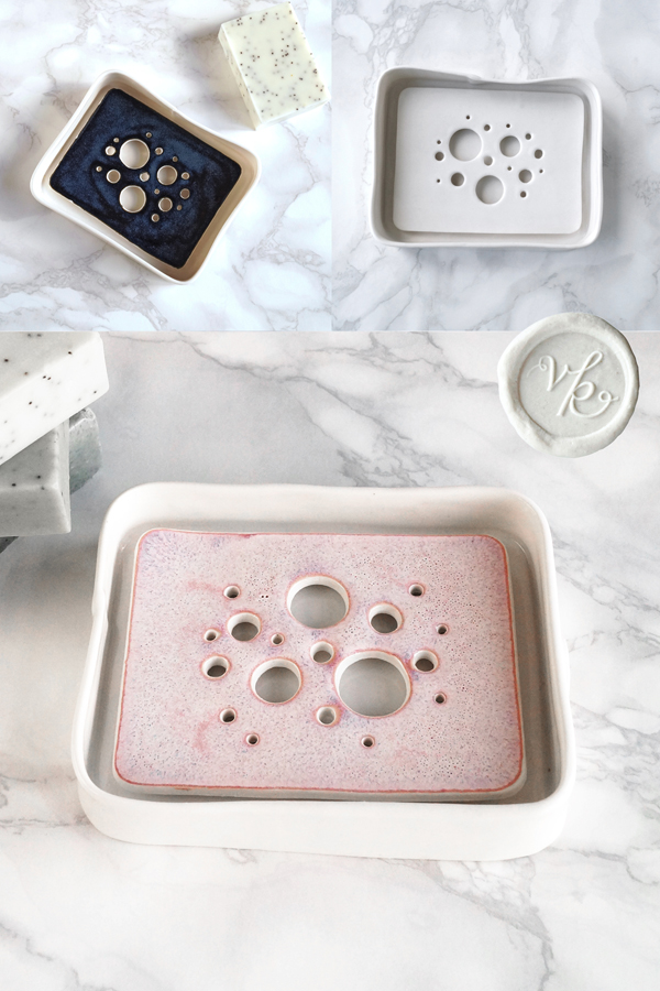 Bubble porcelain soap dish and tray sets VanillaKiln