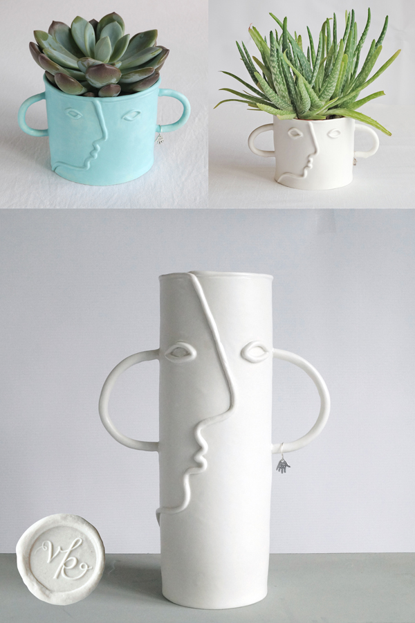 Face vase and plant pots VanillaKiln
