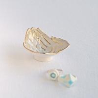 OFFERING hands, ceramic bowl, white porcelain, soft white, gold lustre ware, Vanillakiln, uk, crystal storage, miniature bowl
