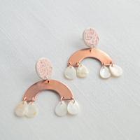 Rainbow statement earrings, copper rainbow earrings, copper earrings, 7th anniversary, copper gift, rose gold earrings, Vanil