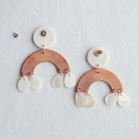 Rainbow porcelain copper rose gold statement earrings by VanillaKiln