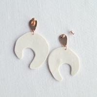 Shape porcelain rose gold statement earrings by VanillaKiln