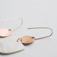 Heart porcelain copper rose gold statement earrings by VanillaKiln