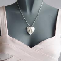 porcelain heart, heart necklace, 925 sterling silver, snake chain, Vanillakiln, 18th wedding anniversary, Valentines Day, whi