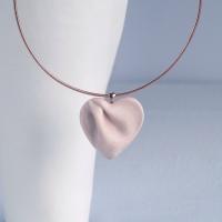 porcelain gift, heart necklace, copper, rose gold necklace, 304 stainless steel, omega necklet, VanillaKiln, 18th wedding ann
