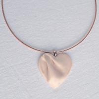 porcelain gift, draped heart necklace, pink satin, copper, rose gold necklace, 304 stainless steel, omega necklet, VanillaKil