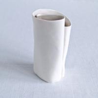 UNFOLDING No6 white freeform porcelain vase, grey glaze, Vanillakiln