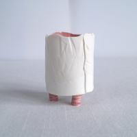 RUCHED No9, white porcelain, tea light holder, three feet, soft red, pink, gold lustre, Vanillakiln, UK, white candle holder,