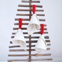 White porcelain, spiral LILY bell, Christmas tree decoration, porcelain bell, ceramic bell, flower bell, wedding bell, weddin