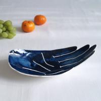 PALM, ceramic hand, ceramic fruit bowl, white porcelain, midnight blue, Vanillakiln, decorative bowl, UK, large hand, ceramic bowl, porcelain bowl, 