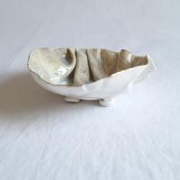 Gathered linen, oval bowl, art bowl, freeform bowl, porcelain bowl, linen texture, 8th anniversary, 12th anniversary, 18th an