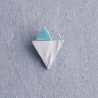 RUCHED heart brooch, jade glaze, triangle brooch, white porcelain, jade glaze, turquoise, fashion jewellery gift for women, 1
