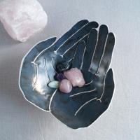 OFFERING hands, ceramic fruit bowl, white porcelain, acai matt, blue brown, Vanillakiln, uk, crystal storage, offering bowl, 