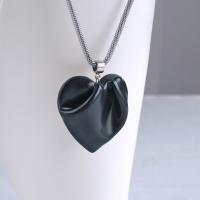 Black heart, porcelain, draped heart necklace, stainless steel, mesh chain, VanillaKiln, Valentines day, 18th anniversary,
