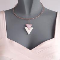 ARROW, white porcelain, geometric necklace, triangle necklace, porcelain necklace, rose gold, stainless steel, omega necklet,