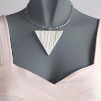RUCHED triangle necklace, white porcelain, cerulean, choose omega necklet
