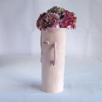 DEL, vase, choose pastel colour, white, mint, orange, pink, grey, porcelain face, ceramics with faces, face vase, vase with f