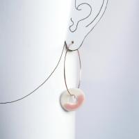 HEART hoops, heart hole earrings, rose gold, beaded hoops, rose gold hoops, hoop earrings, pink, white porcelain, heart hoops