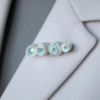 LINEN brooch, linen texture porcelain, celadon blue glaze, Vanillakiln, 18th anniversary, wedding anniversary gift,
