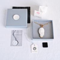 Sculpted HAND necklace, white, choose 925 sterling silver chain
