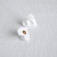 Draped porcelain heart earrings, bride earrings, white satin porcelain, white heart stud earrings, magnet earrings, 925 sterling silver pins, UK, gold, rose gold, 18th wedding anniversary gift for her, 18th anniversary gift for women, 18th anniversary porcelain jewellery, 18th anniversary porcelain earrings, porcelain gift, Valentines day gift, 1st anniversary gift, paper clay gift,