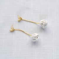 ETERNAL love earrings, gold earrings, dangle earrings, porcelain ball earrings, white porcelain earrings, gold heart earrin
