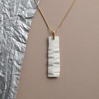 CRINKLED paper jewellery set, necklace and earrings, porcelain paper clay, gold chain