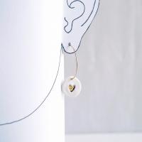 Love drop earrings, gold hoop earrings, white porcelain earrings, porcelain heart earrings, 18th anniversary gift