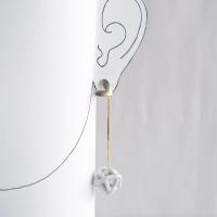 Tanglement porcelain and gold earrings, dangle earrings, porcelain ball earrings, white porcelain earrings, gold heart earrin