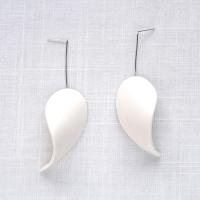 Petal earrings, white porcelain, porcelain petals, contemporary white petal earrings, bride earrings, 18th wedding anniversar