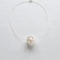 ETERNAL love ball necklace, white porcelain necklace, 925 sterling silver omega necklet, raw porcelain, infinity necklace, 