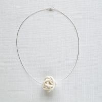 ETERNAL love ball necklace, white porcelain necklace, 925 sterling silver omega necklet, raw porcelain, infinity necklace, 
