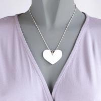 Modern heart necklace, white heart, porcelain heart, contemporary heart necklace, bride necklace, 18th wedding anniversary, V