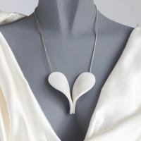 PETAL heart necklace, white porcelain, silver