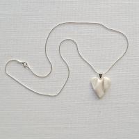 DRAPED heart necklace, small white porcelain heart, bride jewellery, 18th anniversary gift for women, 18th anniversary porcel