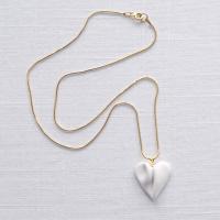 DRAPED heart necklace, small white porcelain, choose gold chain