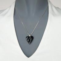 black heart necklace, 925 sterling silver, porcelain 18th anniversary, paper 1st anniversary, silver 25th anniversary, 