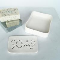 Typo SOAP dish, pierced holes design, white soap dish set, hand made soap dish, rectangular soap dish set, satin white glaze,