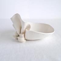 Linen freeform bowl, porcelain bowl, linen texture, 8th anniversary, 12th anniversary, 18th anniversary, natural white, artis