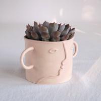 Pablo, plant pot, choose pastel colour, white, mint, orange, pink, grey, porcelain face, ceramics with faces, face plant pot,