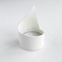 spiral LILY, ceramic candle holder, porcelain tea light holder, satin white, white glaze Vanillakiln, very zen moments,