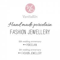 Vanillakiln fashion jewellery. 18th wedding anniversary is porcelain. 11th wedding anniversary is fashion jewellery.