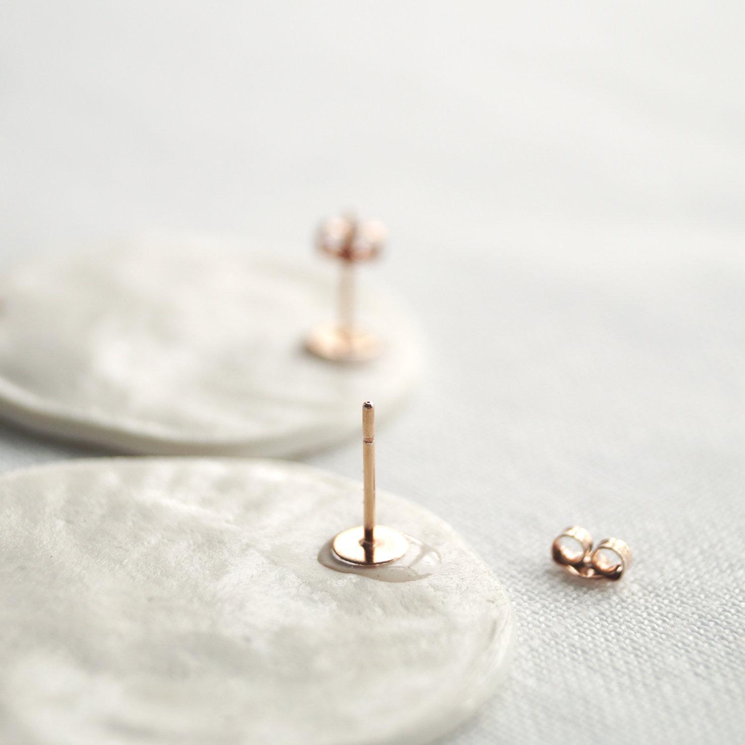 Pink shell porcelain copper rose gold statement earrings VanillaKiln