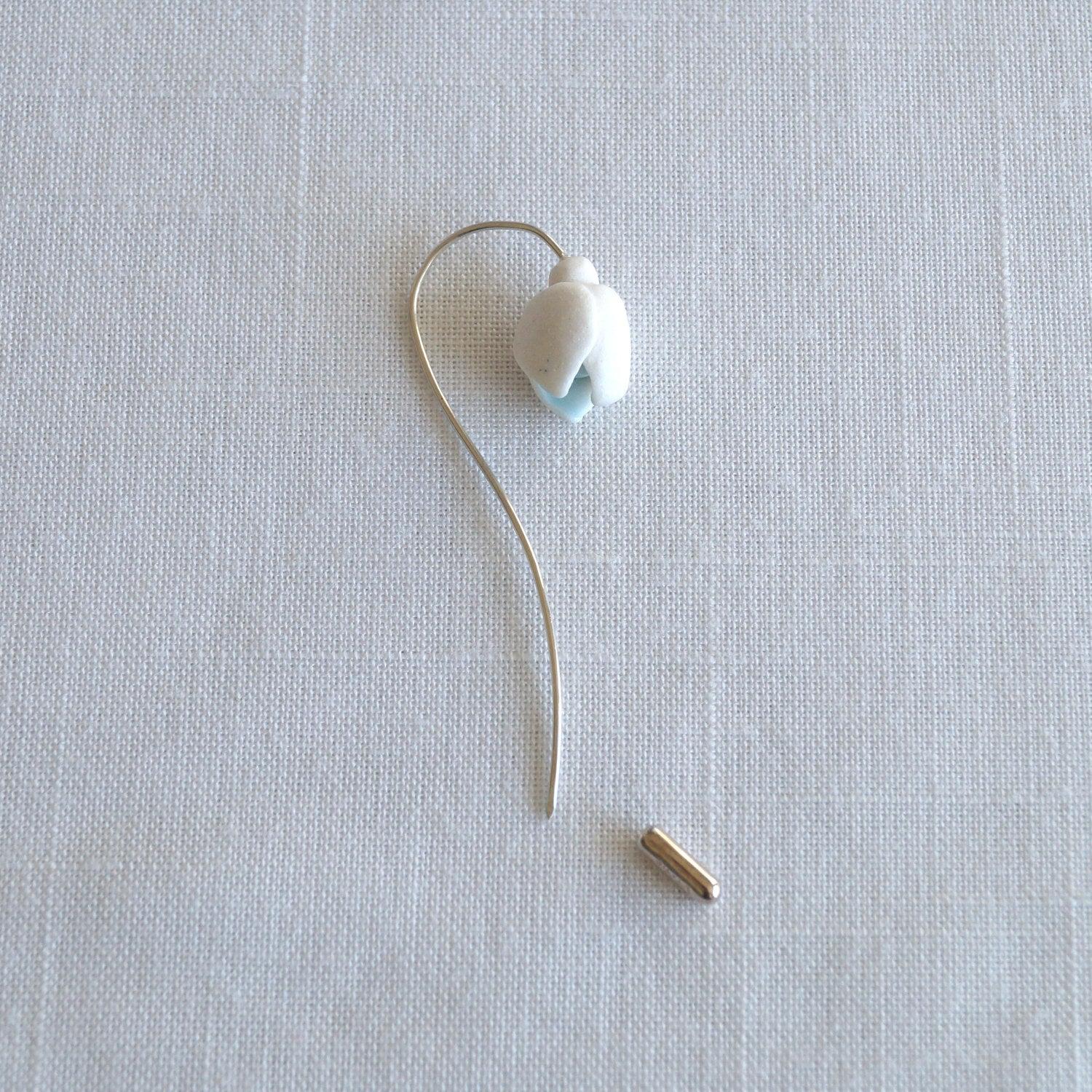 porcelain gift, snowdrop brooch, 18th anniversary gift, 4th anniversary, January birthday, January flower, celadon blue glaze