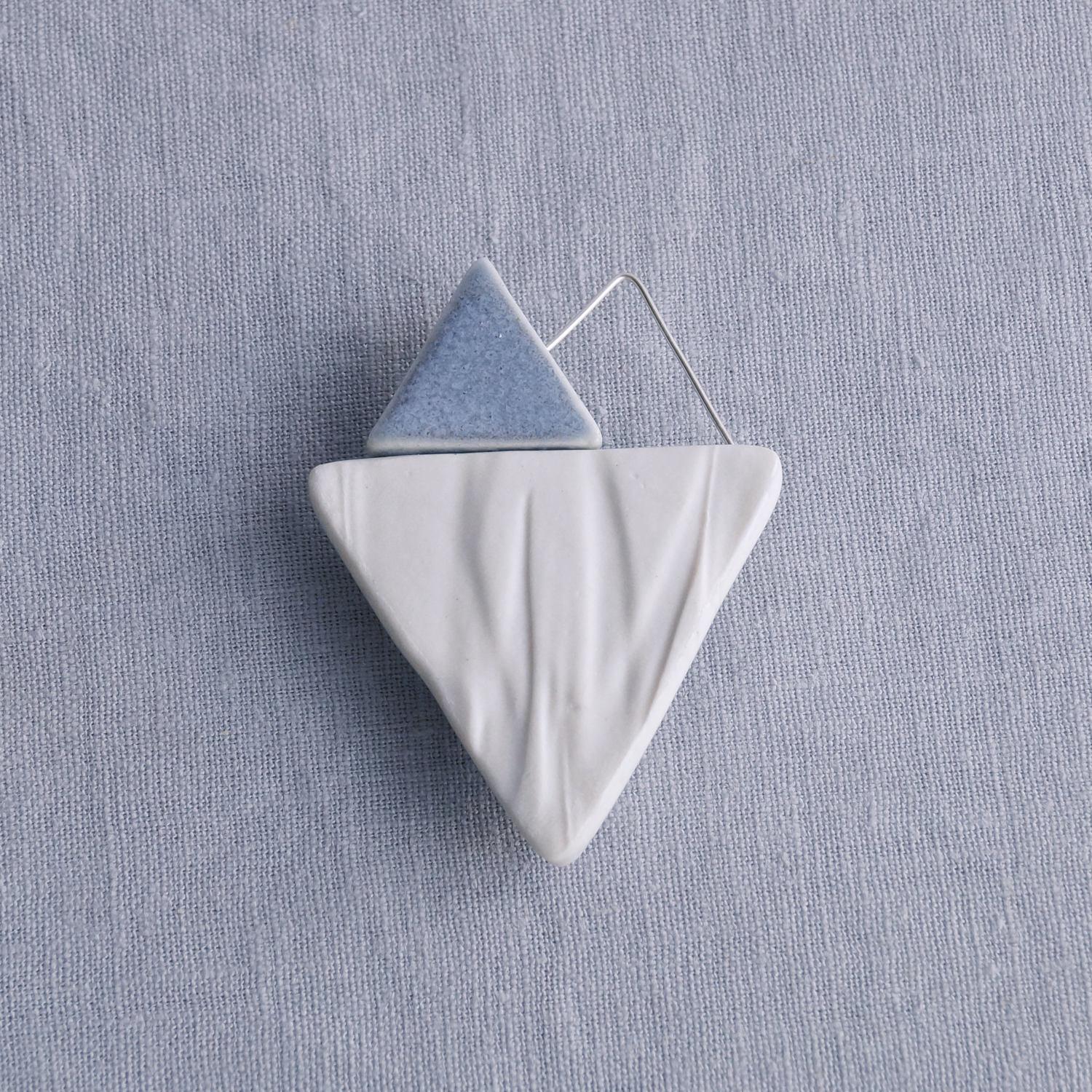 Ruched No 9, grey, porcelain brooch, sterling silver wire, VanillaKiln, abstract heart brooch, geometric brooch, porcelain jewellery,