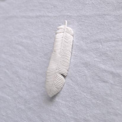 White porcelain brooch, ceramic feather brooch, porcelain feather, VanillaKiln, a lovely way to be reminded that we are not a